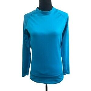 Nike Pro Combat Womens Top Size Large Blue Logo Compression Dri Fit Athletic